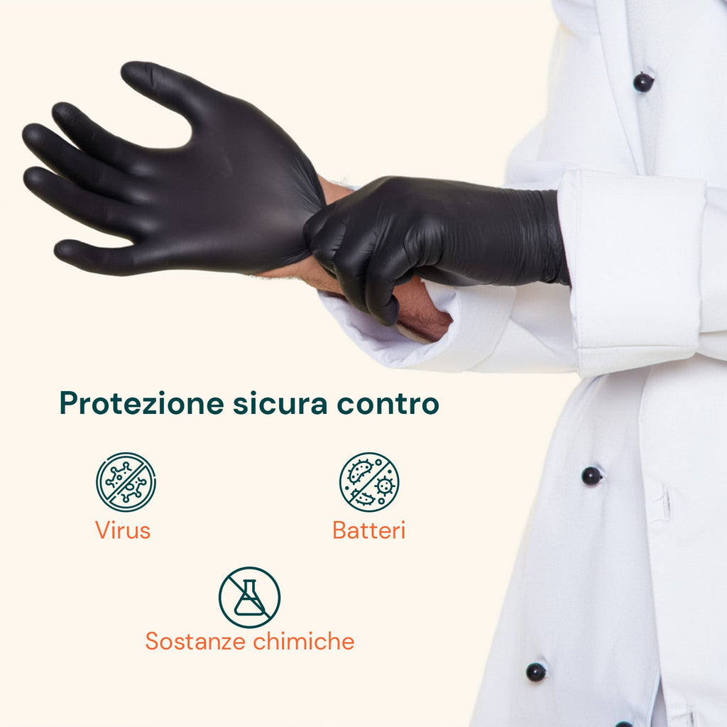 Guanti in nitrile neri senza polvere – Set da 100/1000 pz Taglia M/L