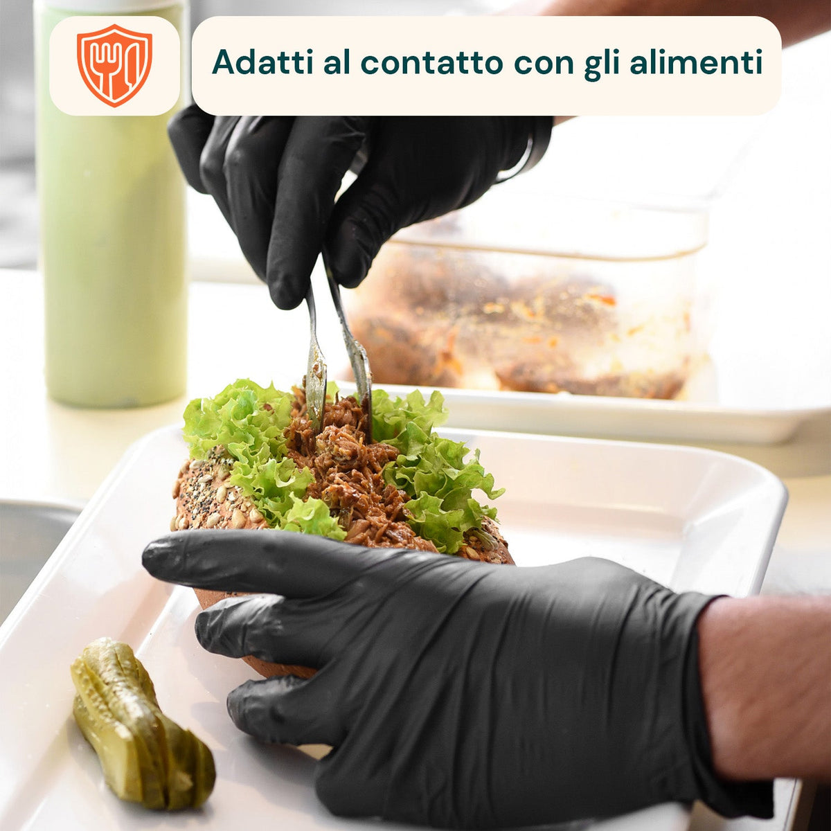 Guanti in nitrile neri senza polvere – Set da 100/1000 pz Taglia M/L