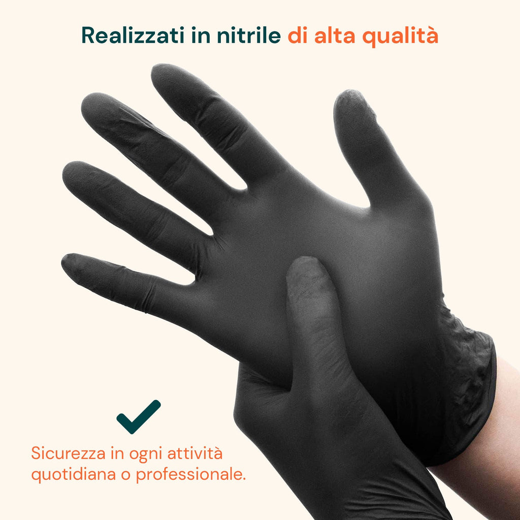 Guanti in nitrile neri senza polvere – Set da 100/1000 pz Taglia M/L