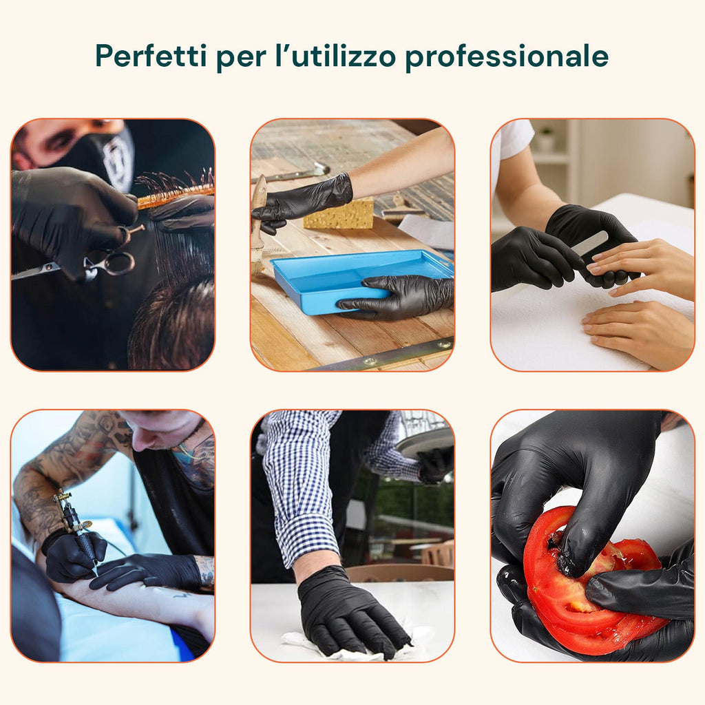 Guanti in nitrile neri senza polvere – Set da 100/1000 pz Taglia M/L
