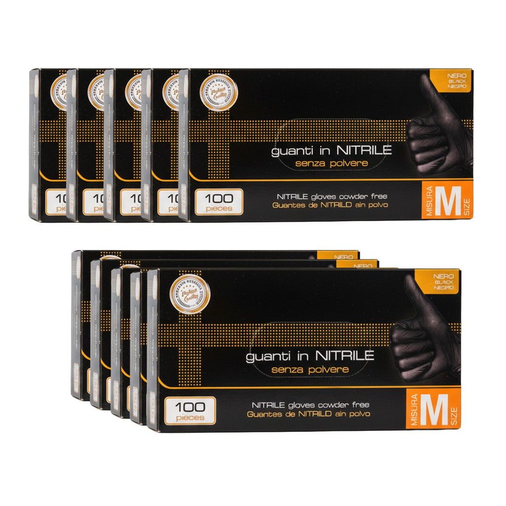 Guanti in nitrile neri senza polvere – Set da 100/1000 pz Taglia M/L