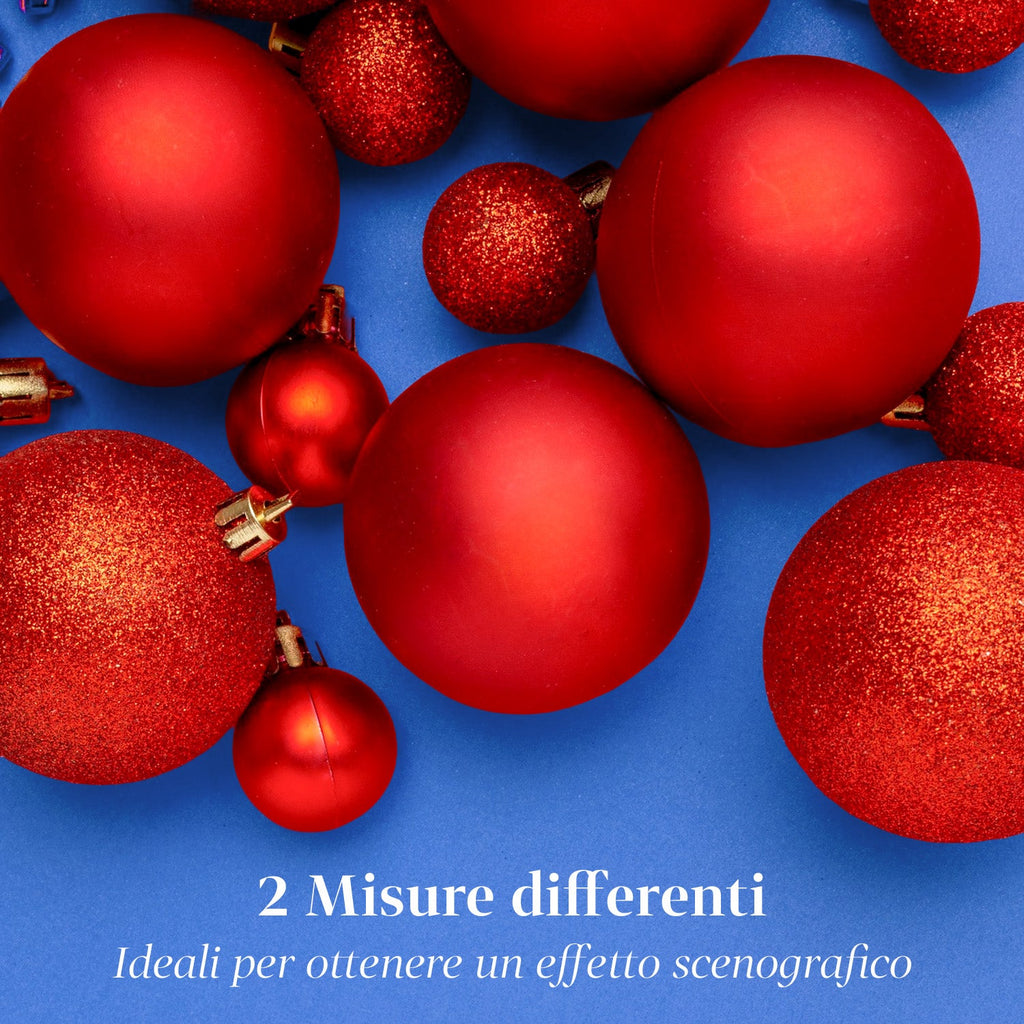 Set 100 Palline di Natale Rosse – 2 Dimensioni, 3 Finiture Diverse