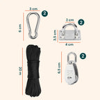 Kit Carrucola in Acciaio Inox con Fune 20 m – Resistente e Completo di Accessori