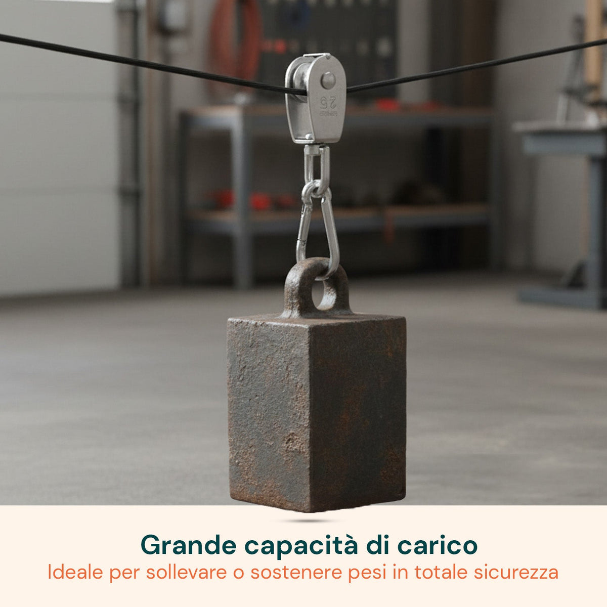 Kit Carrucola in Acciaio Inox con Fune 20 m – Resistente e Completo di Accessori