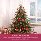 Set Addobbi Natalizi 106 Pezzi Rosso e Oro – Con Stelle e Fiori Glitter