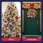 Set Addobbi Natalizi 106 Pezzi Rosso e Oro – Con Stelle e Fiori Glitter
