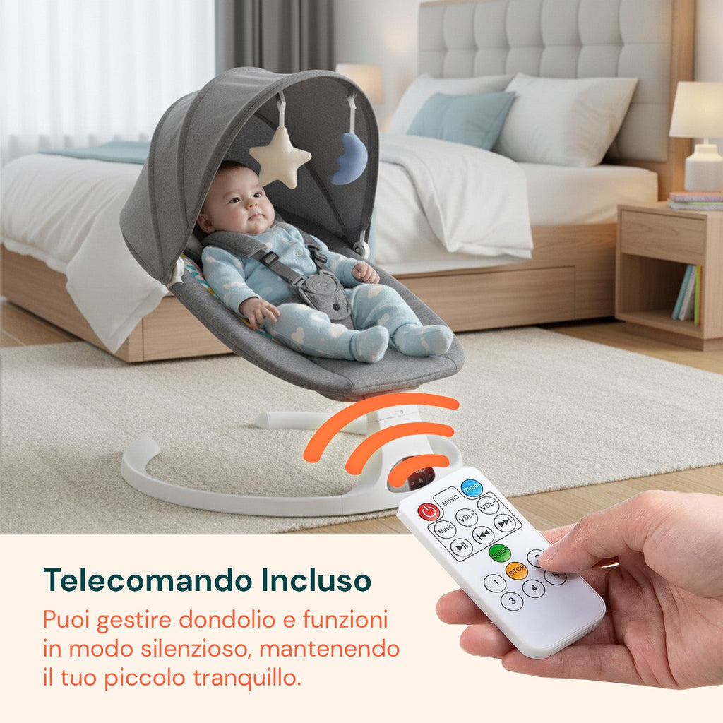 Sdraietta Multifunzione per Neonati – Altalena Intelligente con Musica e Giochi