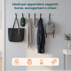 Ganci Appenditutto da Parete in Metallo Nero, 10 Pezzi con Kit di Montaggio