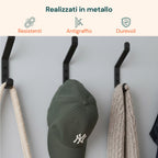 Ganci Appenditutto da Parete in Metallo Nero, 10 Pezzi con Kit di Montaggio