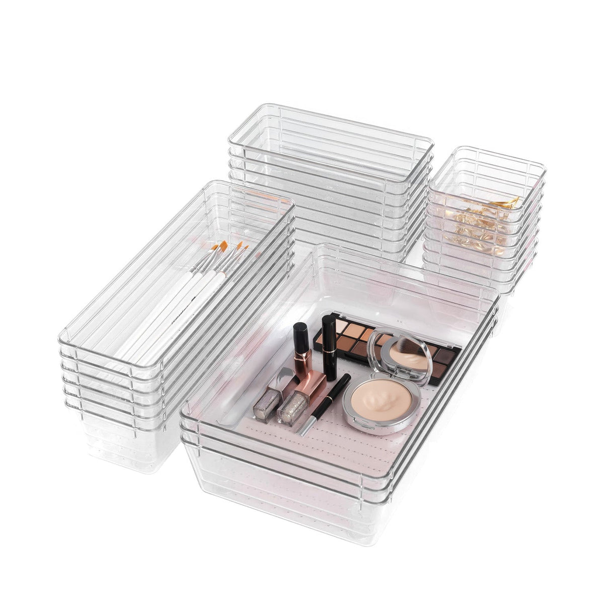 Set Organizer da Cassetti Multiuso 25 Pezzi – Trasparenti e Facili da Pulire