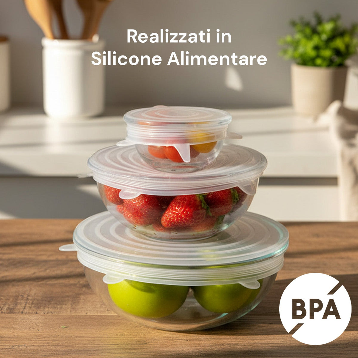 Coperchi in Silicone Estensibili – Set da 6 Misure da 6 a 19,6 cm, Riutilizzabili e Senza BPA