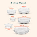 Coperchi in Silicone Estensibili – Set da 6 Misure da 6 a 19,6 cm, Riutilizzabili e Senza BPA
