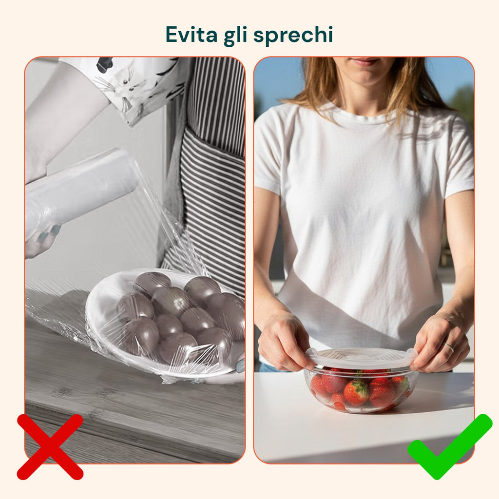 Coperchi in Silicone Estensibili – Set da 6 Misure da 6 a 19,6 cm, Riutilizzabili e Senza BPA