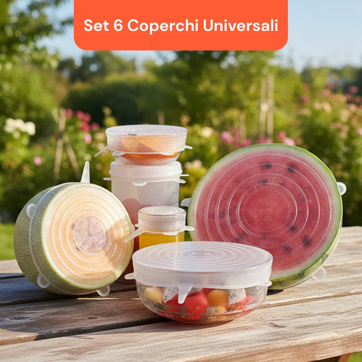 Coperchi in Silicone Estensibili – Set da 6 Misure da 6 a 19,6 cm, Riutilizzabili e Senza BPA