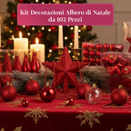Red Christmas Decoration Kit – 102 Pieces with Star and Assorted Ornaments