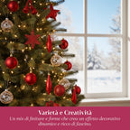 Red Christmas Decoration Kit – 102 Pieces with Star and Assorted Ornaments