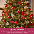 Red Christmas Decoration Kit – 102 Pieces with Star and Assorted Ornaments