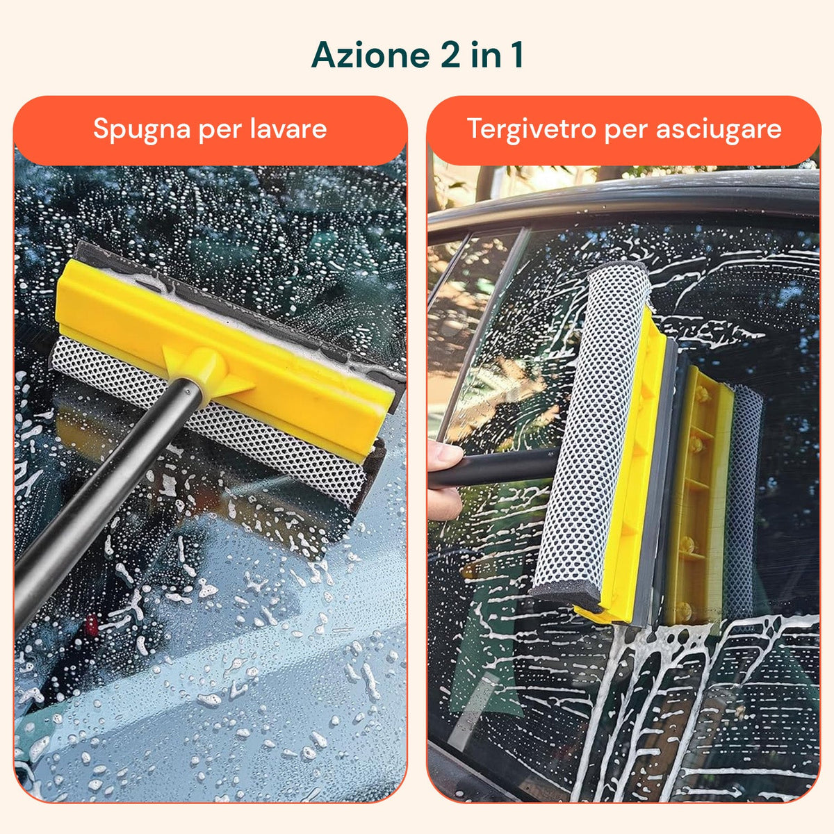 Tergivetro 24 cm con Manico Allungabile – Lavavetri in PP e Alluminio 79–120 cm