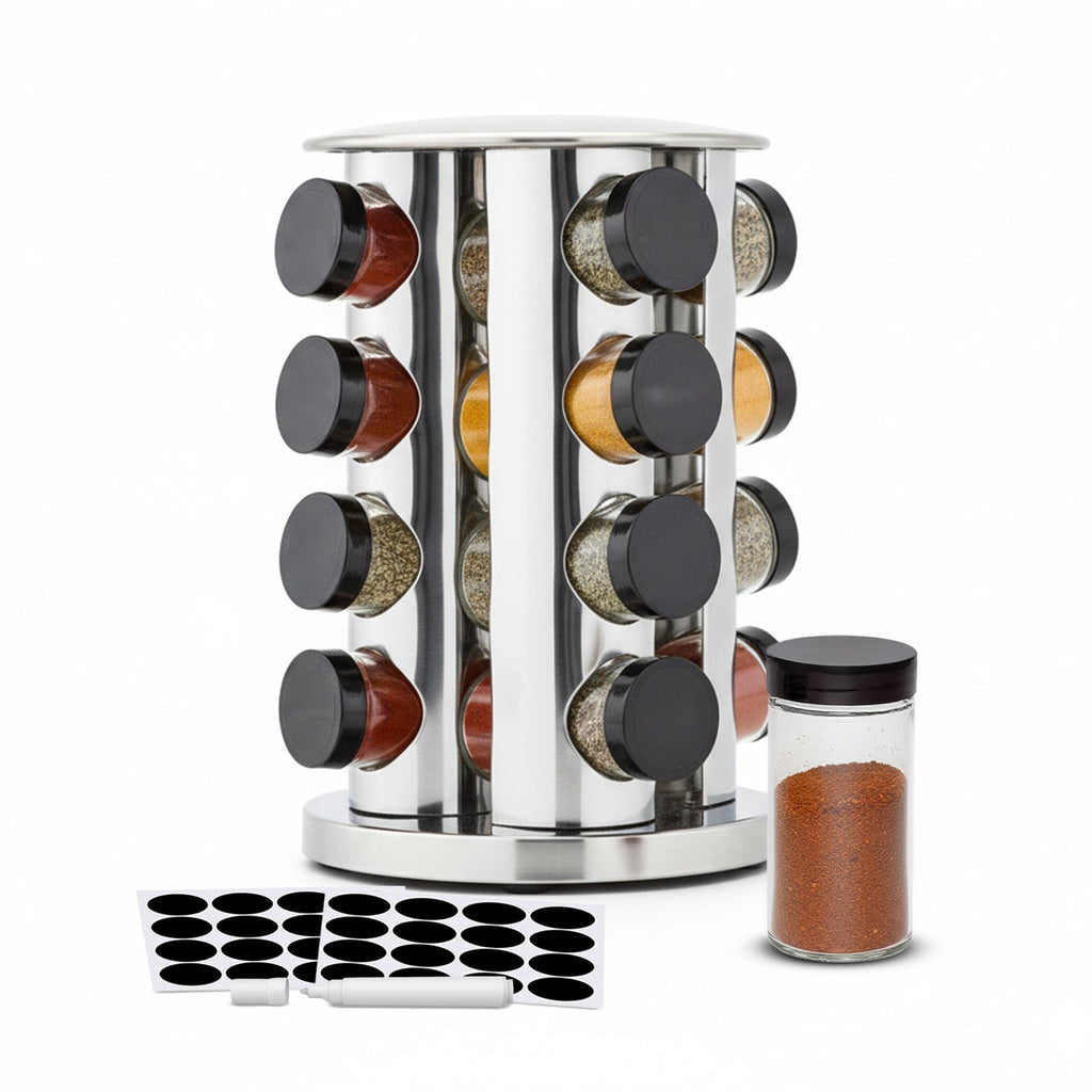 Portaspezie Girevole a 360° per Cucina con 16 Barattoli Inclusi
