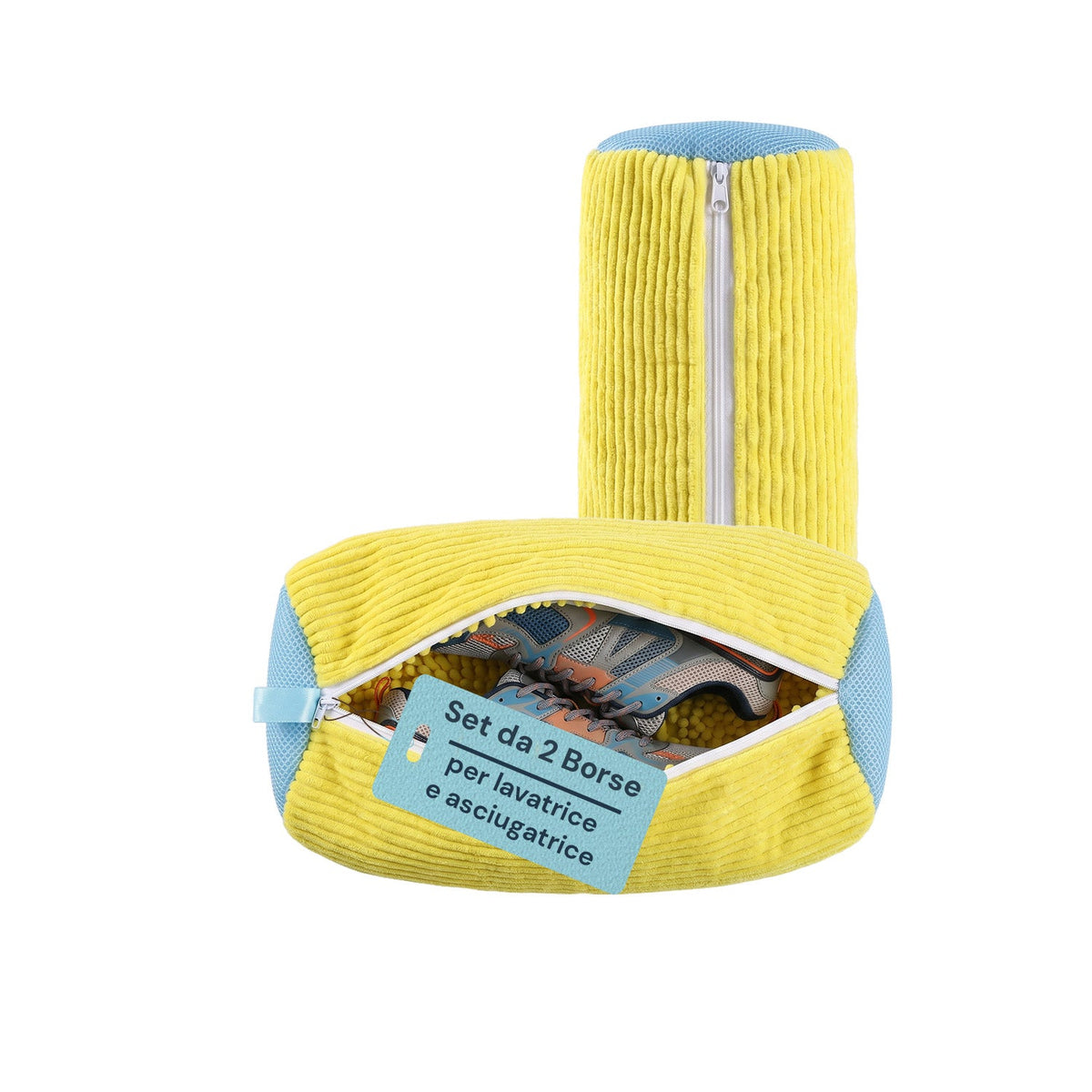 Set di 2 sacchi in ciniglia per lavatrice e asciugatrice per scarpe e capi delicati 30x20x15 cm