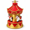 Base per Albero di Natale a Giostrina con Cavalli, Rossa e Oro, 54 cm