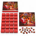 Calendario dell'Avvento Puzzle 1008 Pezzi da Assemblare in 24 Giorni, Scena Natalizia con Babbo Natale e Cane, Puzzle Finale 70x50 cm