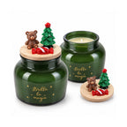 Scented Candle in Glass Jar with Decorated Lid – Pine, Cinnamon and Vanilla Fragrances – Reusable Container with Inscription