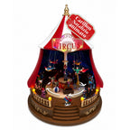Carillon Natalizio Animato CircoJoy con Luci LED e Musica, Tendone Circo Ø34 x A44 cm in Plastica, Scena Rotante, Alimentazione USB o a Batterie