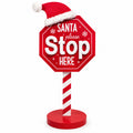 Insegna luminosa "Santa Stop Here" 51 cm, decorazione natalizia a LED
