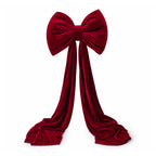 Large Red Velvet Bow 190 cm – Padded Ornament with Hook, Decoration for Door, Tree and Interiors