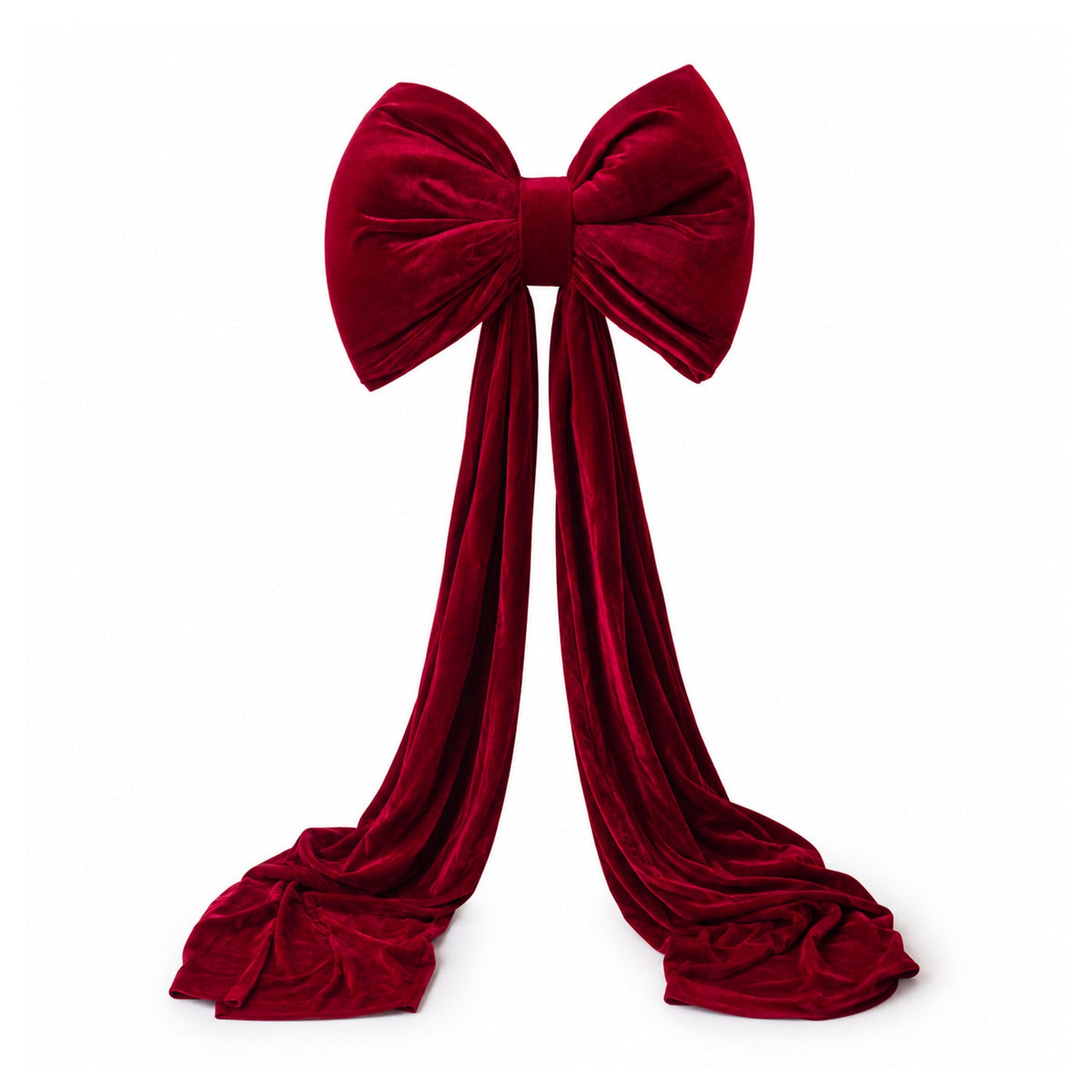 Large Red Velvet Bow 190 cm – Padded Ornament with Hook, Decoration for Door, Tree and Interiors