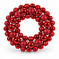 Ghirlanda natalizia con palline rosse Ø35 cm, decorazione per porta e parete, effetto lucido e opaco per gli addobbi di Natale