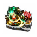 LitVille Villaggio di Natale Illuminato a LED con Trenino in Movimento e Babbo Natale Rotante, 8 Melodie Natalizie, 23x15x18 cm, a Batteria