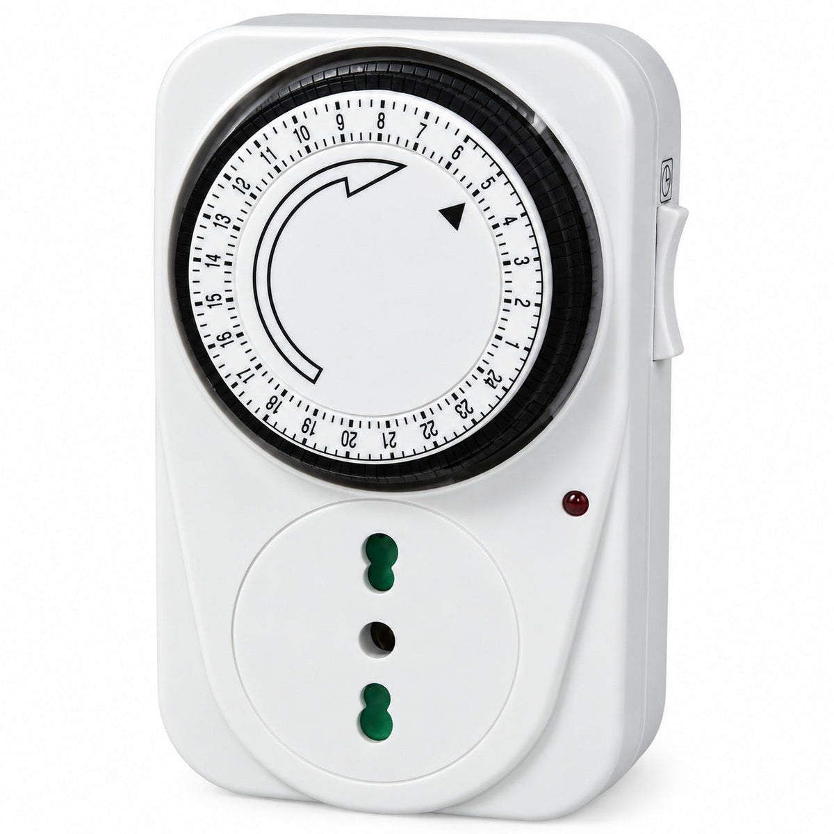 Presa con timer 24 ore per accensione e spegnimento automatico, timer meccanico giornaliero, presa elettrica 220-240V, potenza max 3000W