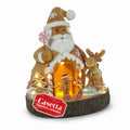 Babbo Natale Pan di Zenzero - Decorazione Natalizia Babbo Natale Pan di Zenzero con Luci LED, Musica e Porta Apribile, Casetta Luminosa in Resina 20,6 cm