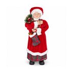 Statuetta natalizia Babbo Natale e Mamma Natale h110cm, decorazione per casa, negozio e vetrine, 2 varianti selezionabili con rametti di pino e pigne