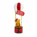 Teddy SkyFloat - Mongolfiera natalizia luminosa in metallo con orsetto, luci LED e funi dorate a batteria, alta 37 cm, con ghirlanda e agrifoglio