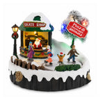 Villaggio di Natale luminoso GlideRink, pista di pattinaggio animata con musica e luci LED, decorazione in resina 20,8x20,7x17,2 cm, a batterie AA