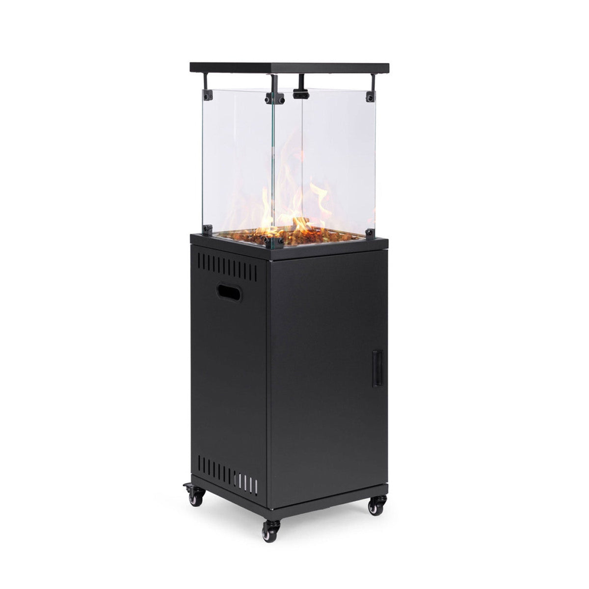 Caminetto a Gas da Esterno con Roccia Lavica e Ruote – 12kW