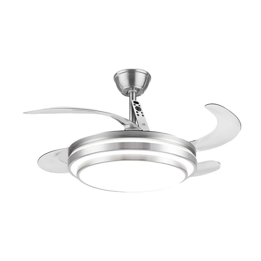 Ventilatore da Soffitto con Pale Richiudibili in Ferro e ABS - 6 Velocità, LED 72W Dimmerabile in 3 Tonalità di Luce Integrata Calda, Naturale e Fredda