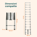 Scala Telescopica Professionale da 7 a 13 Gradini in Acciaio – Uso Domestico e Lavorativo