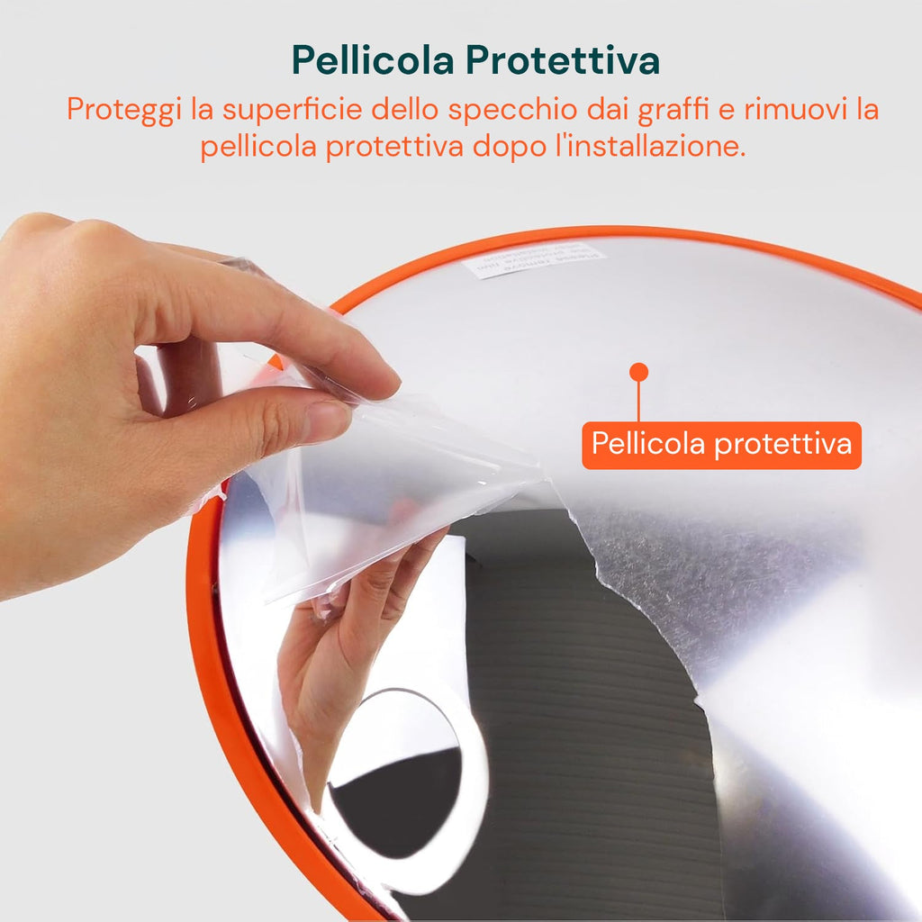 Specchio Parabolico di Sicurezza Ø60 cm con Staffe di Fissaggio