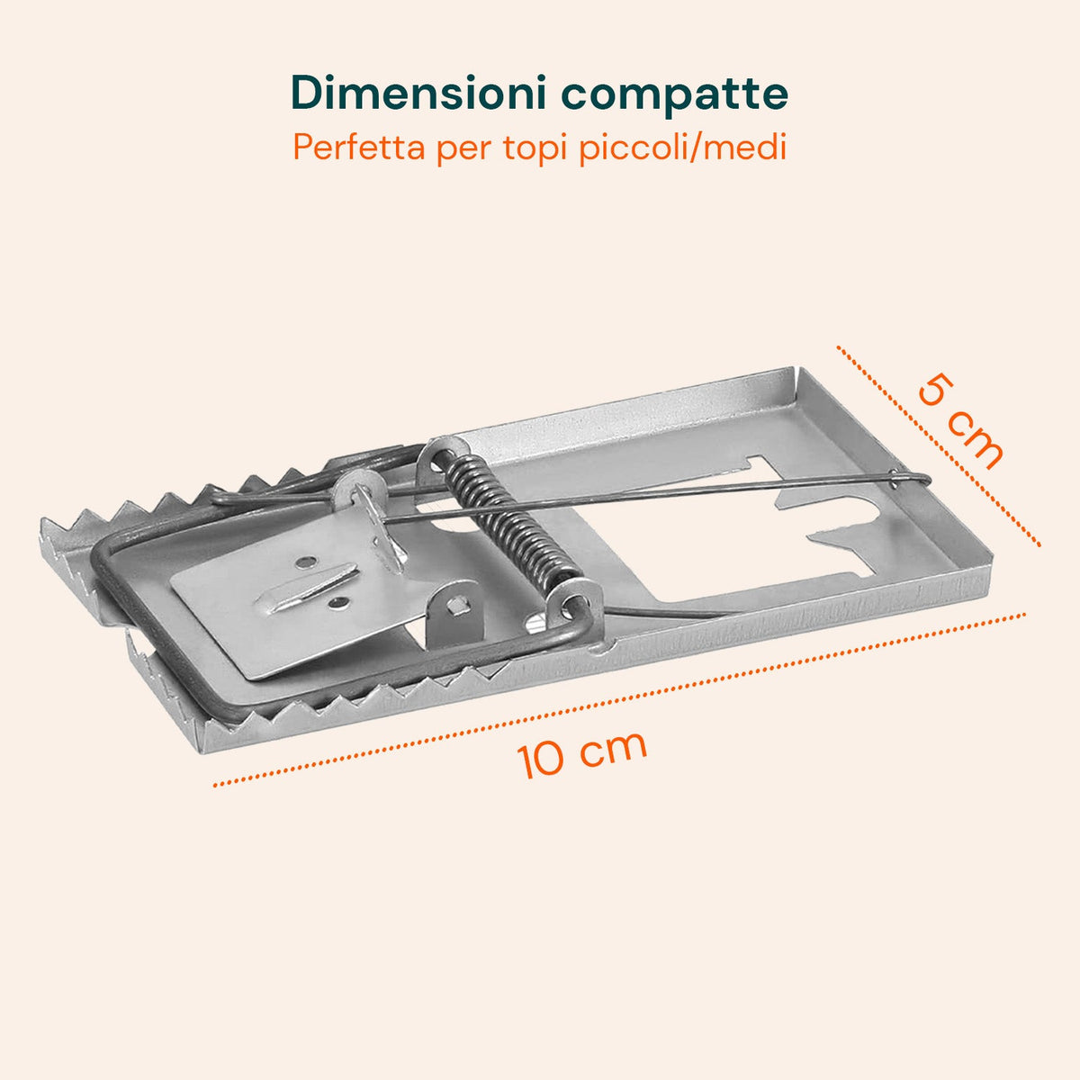 Set di 2 Trappole per Topi a Scatto in Metallo per Interni ed Esterni