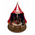 Carillon Natalizio Animato CircoJoy con Luci LED e Musica, Tendone Circo Ø34 x A44 cm in Plastica, Scena Rotante, Alimentazione USB o a Batterie