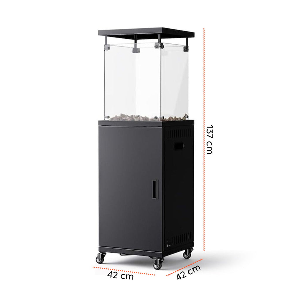 Caminetto a Gas da Esterno con Roccia Lavica e Ruote – 12kW