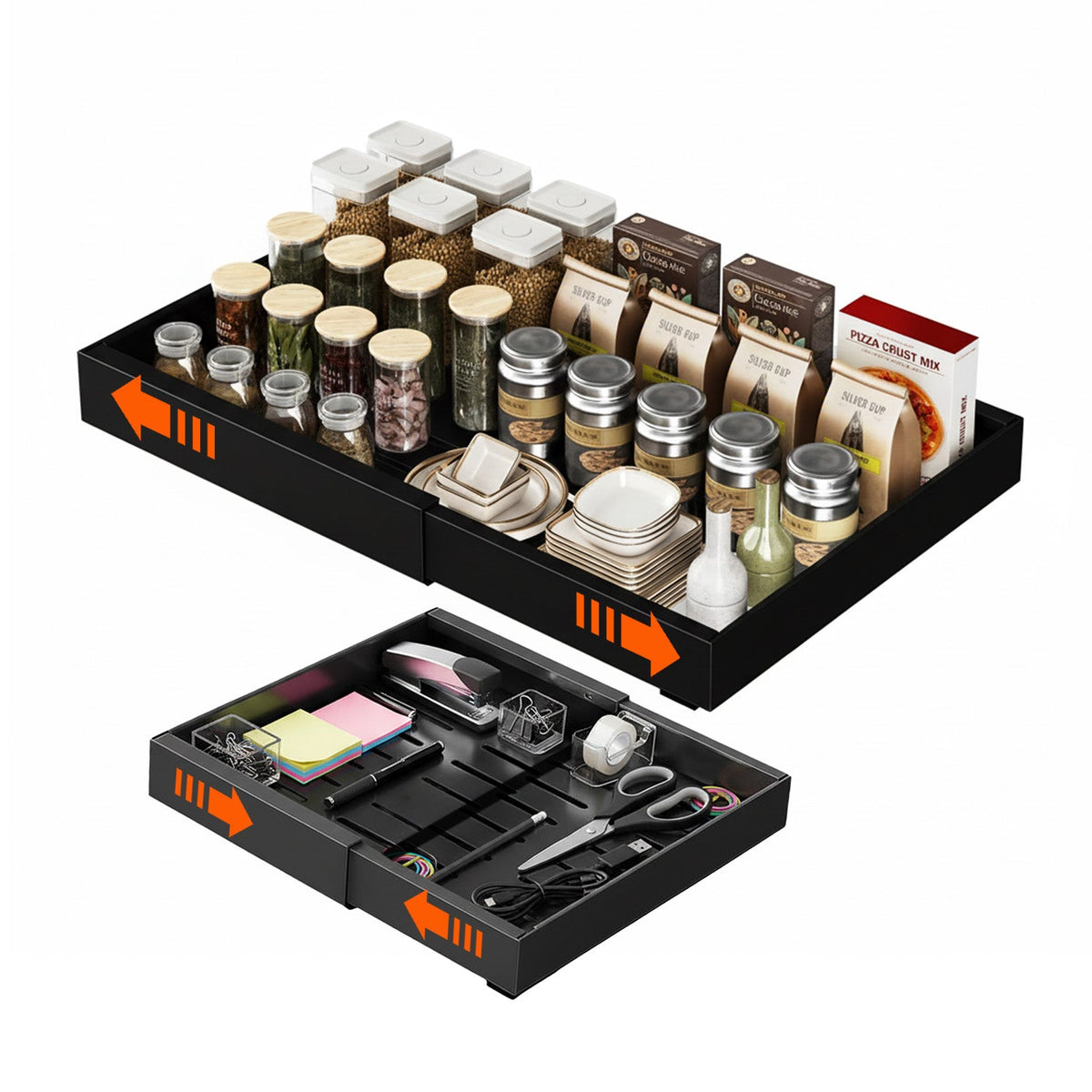 Cassetto estensibile universale in acciaio 30-50 cm - Portata 8 kg