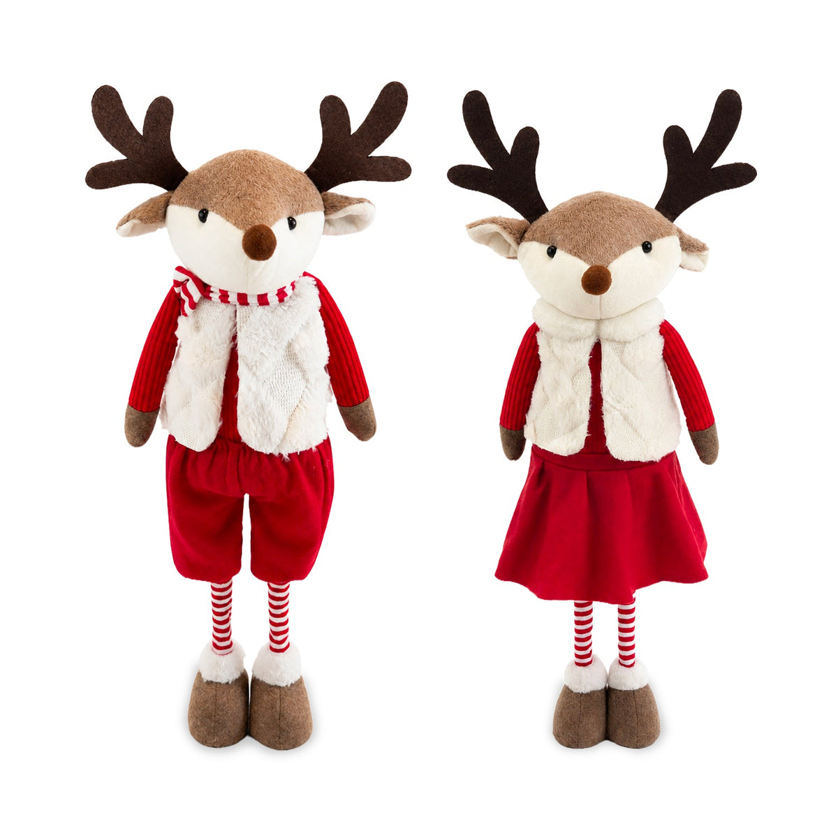 Renna Natalizia Estensibile 45-80 cm con Gambe Telescopiche, Struttura in Ferro – 2 Outfit Scandinavo o Country