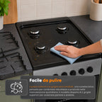 Cucina a Gas 50x50 cm con Forno a Gas 49 Litri, 4 Fuochi di Diversa Potenza, Valvole di Sicurezza e Coperchio