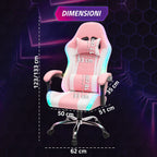 Sedia Gaming Ergonomica con Luci RGB e Cuscino Lombare Massaggiante, Poltrona Ufficio Reclinabile con Telecomando