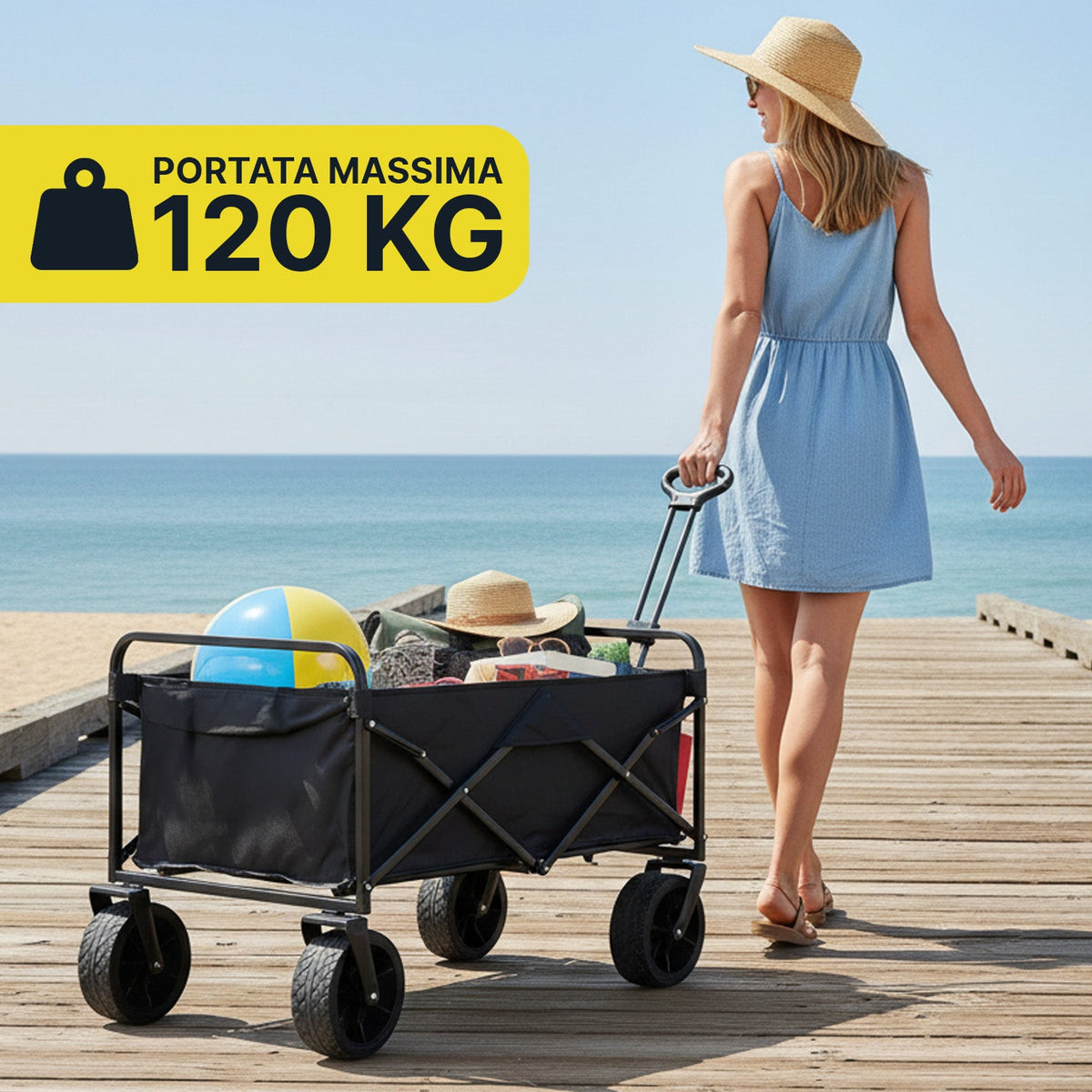 Carrello Pieghevole da Esterno Taglia L 90Kg / Taglia XL 120Kg con Ruote